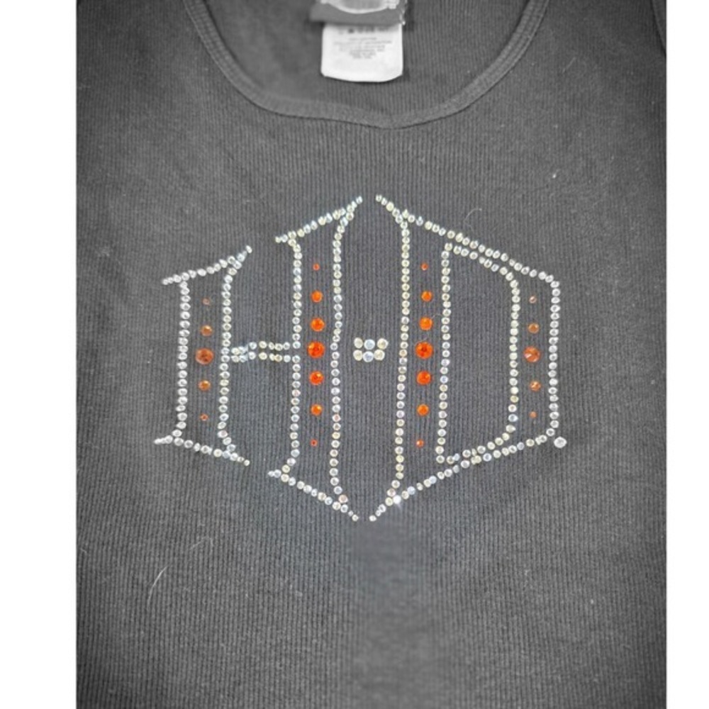 Harley-Davidson Rhinestone Logo Ribbed Tank Top Black XXL Barnett El Paso TX - Picture 2 of 6